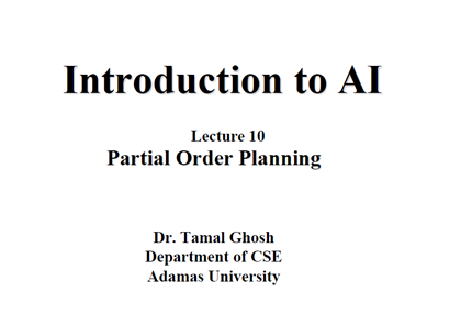 Lecture 10 Partial Order Planning