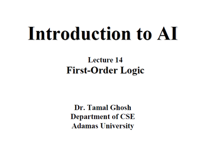 Lecture 14 First-Order Logic