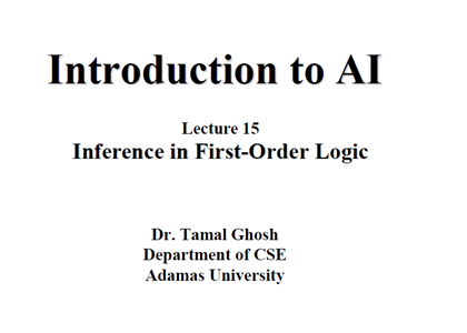 Lecture 15 Inference in First-Order Logic